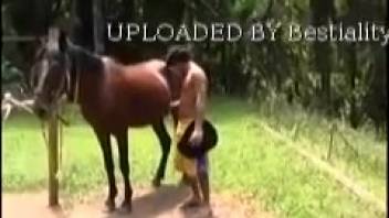 Hispanic young guy having his rear end pounded by a stallion