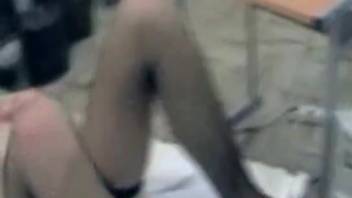 Voluptuous older woman ravaged by the dog and splattered with semen on her buttocks