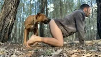 Extremely aroused dude being screwed in the forest