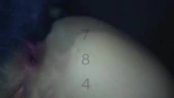 Narrow woman's rear stretched wide by a canine in intense bestiality captured live on webcam