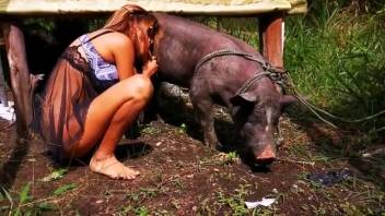 Horny female feels sexual desire for this creature