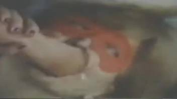 Sexy babe in red mask bangs every animal in the barn